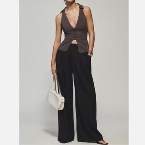 Anthropologie Maeve Wide Leg Trousers Black Sz 12